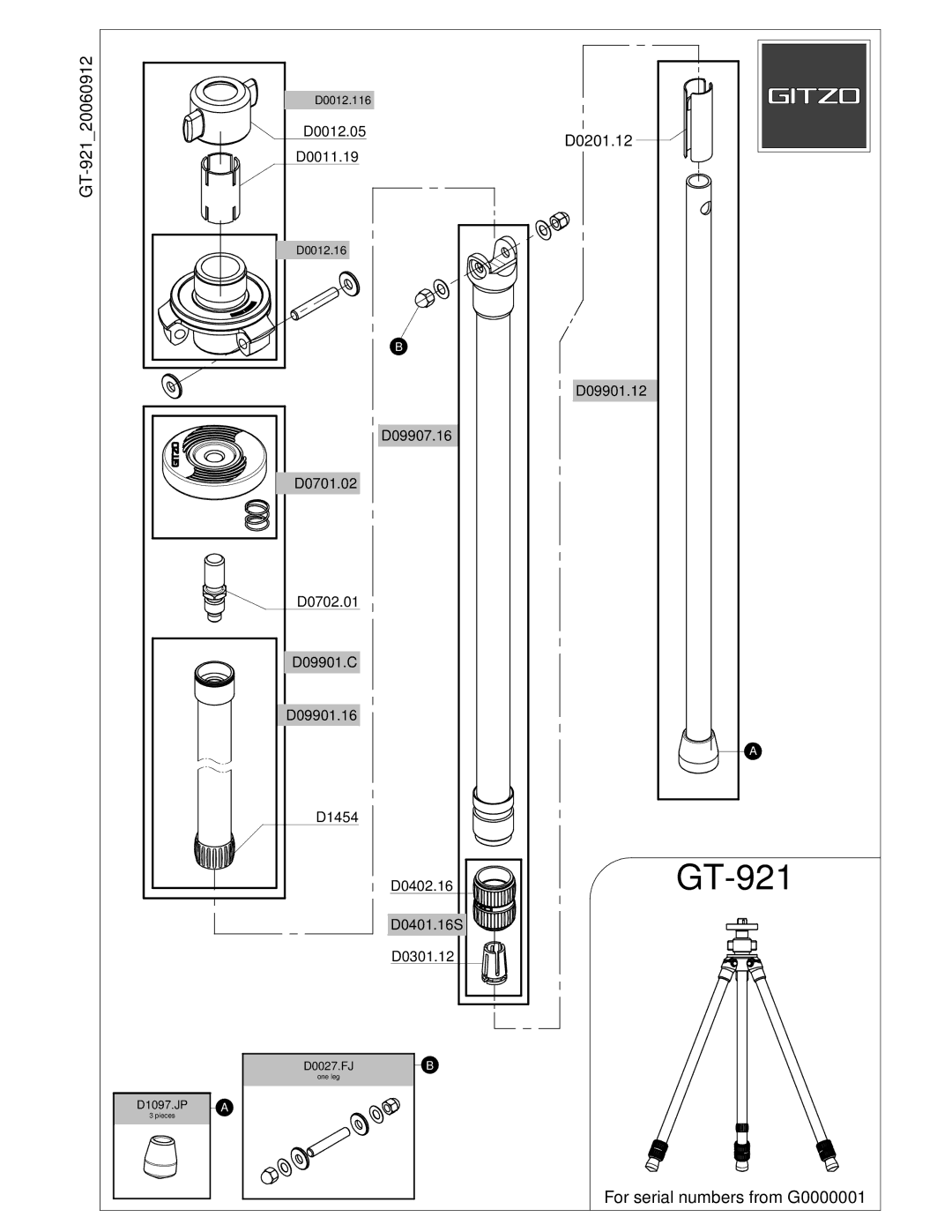 Gitzo GT-921 manual 