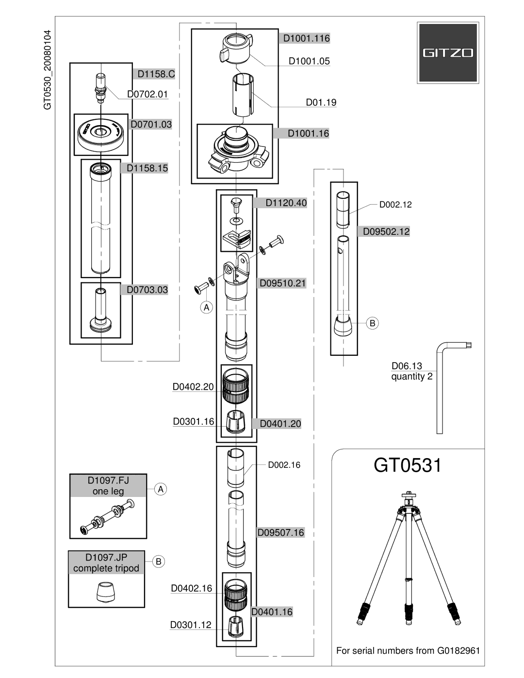 Gitzo GT0531 manual 