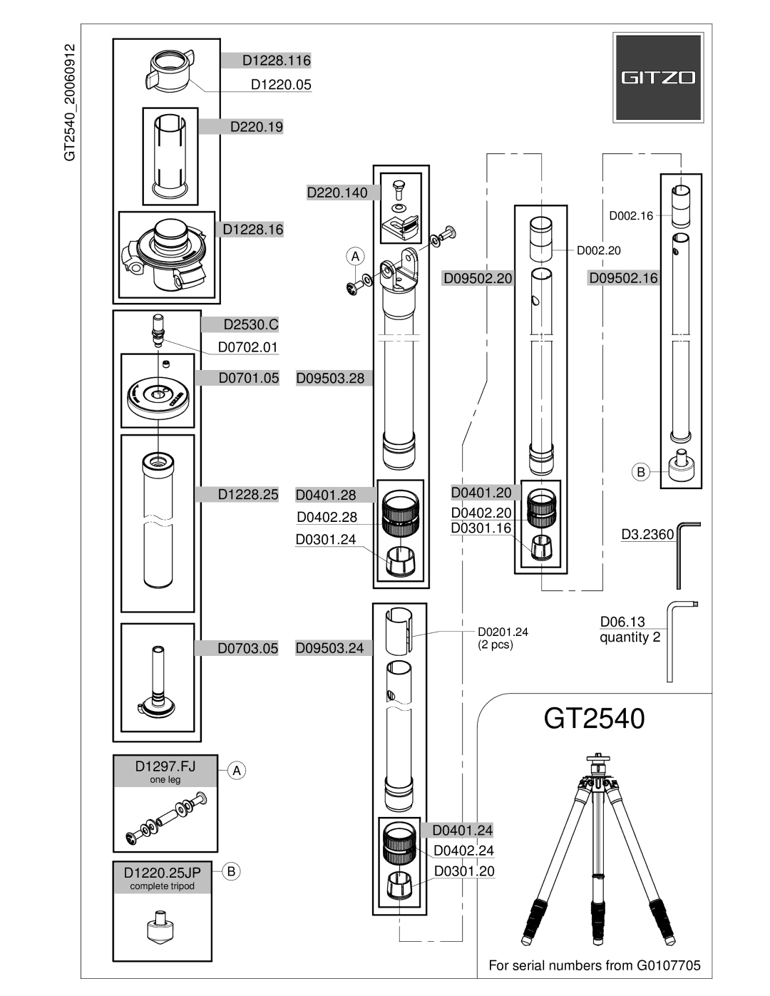 Gitzo GT2540 manual 