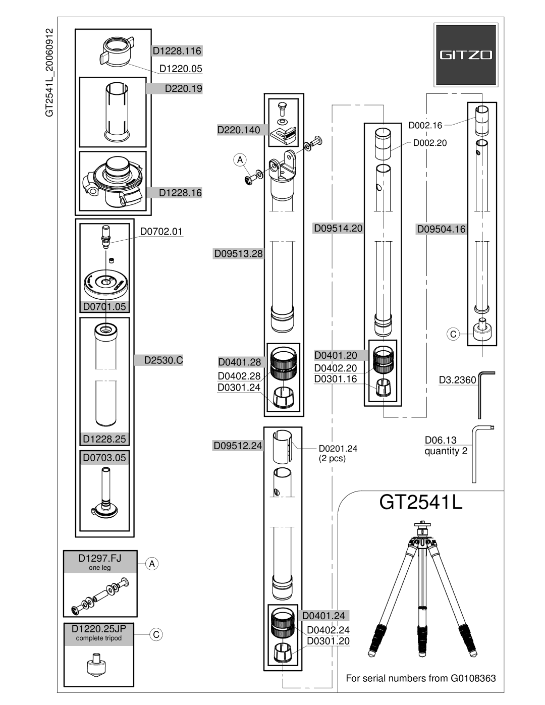 Gitzo GT2541L manual 