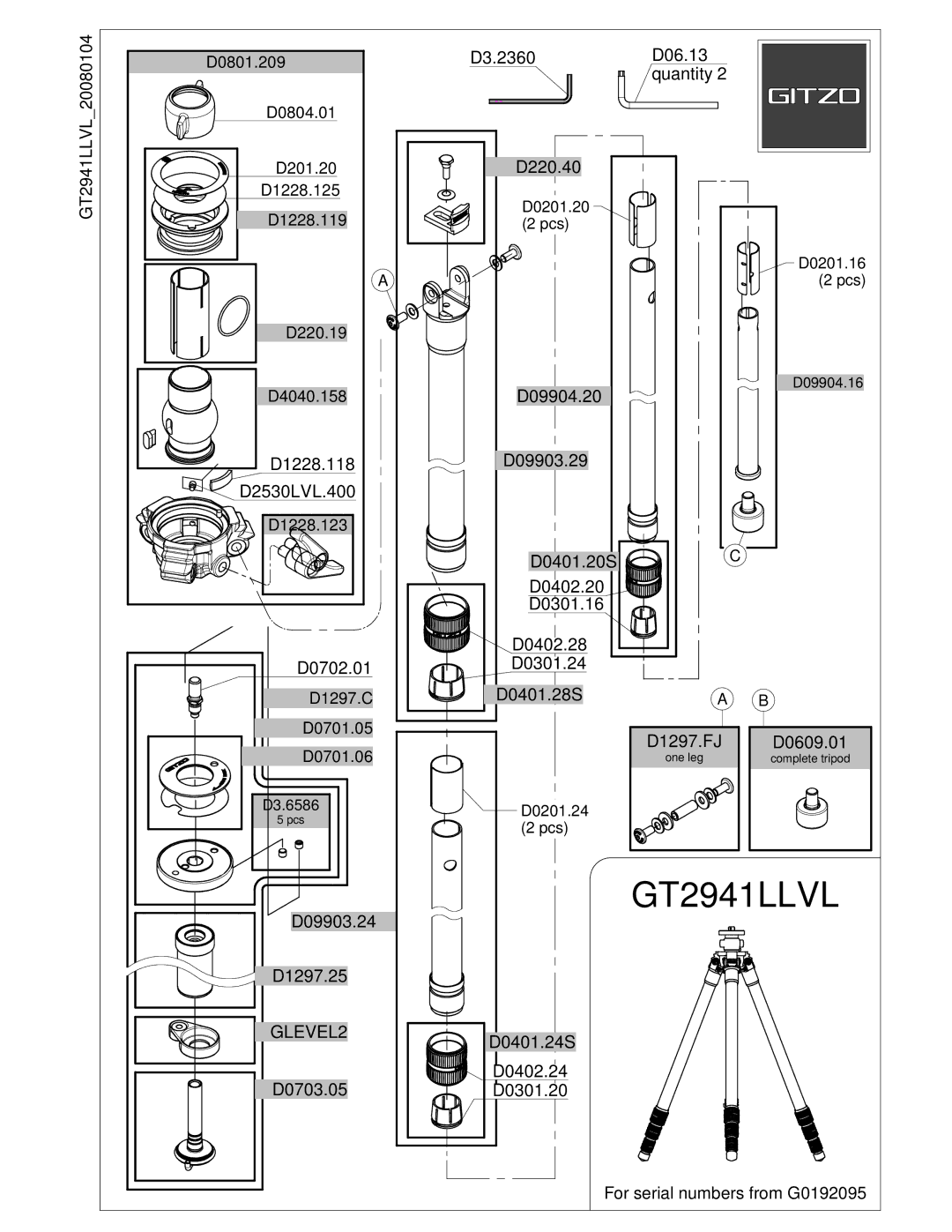 Gitzo GT2941LLVL manual 