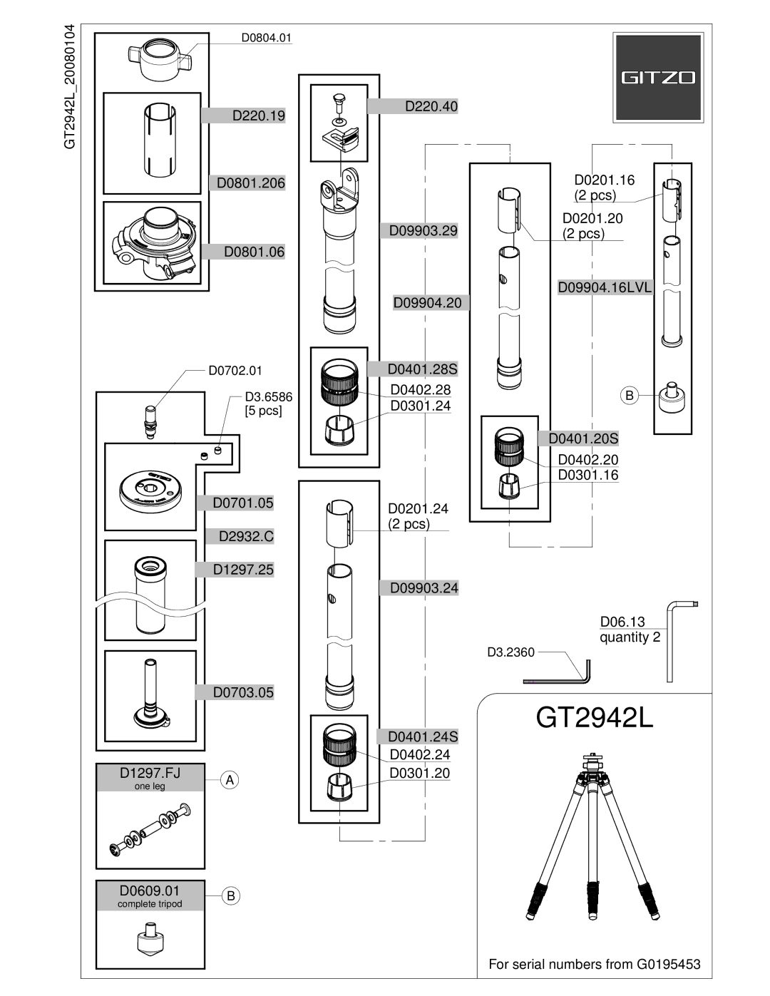 Gitzo GT2942L manual 