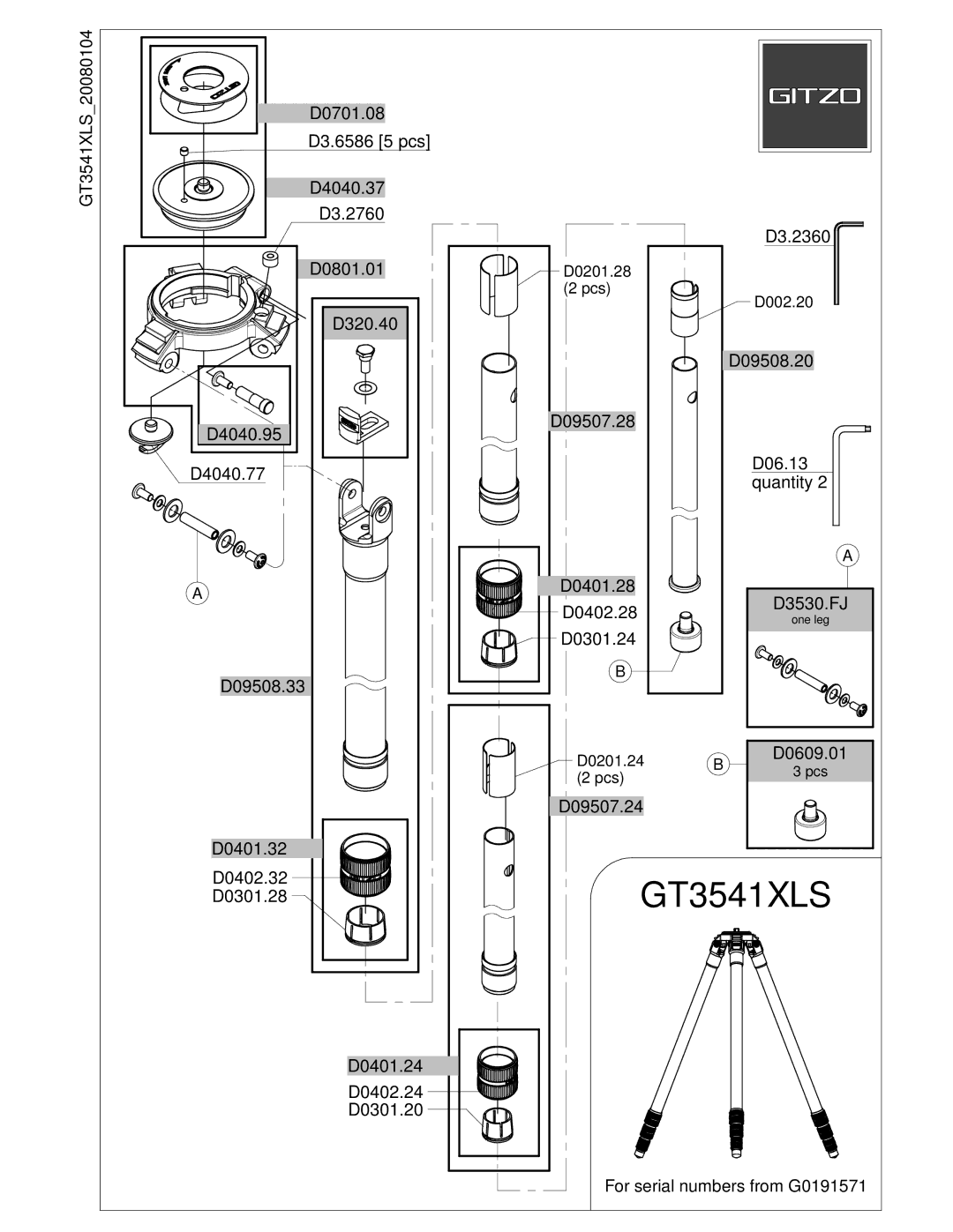 Gitzo GT3541XLS manual 