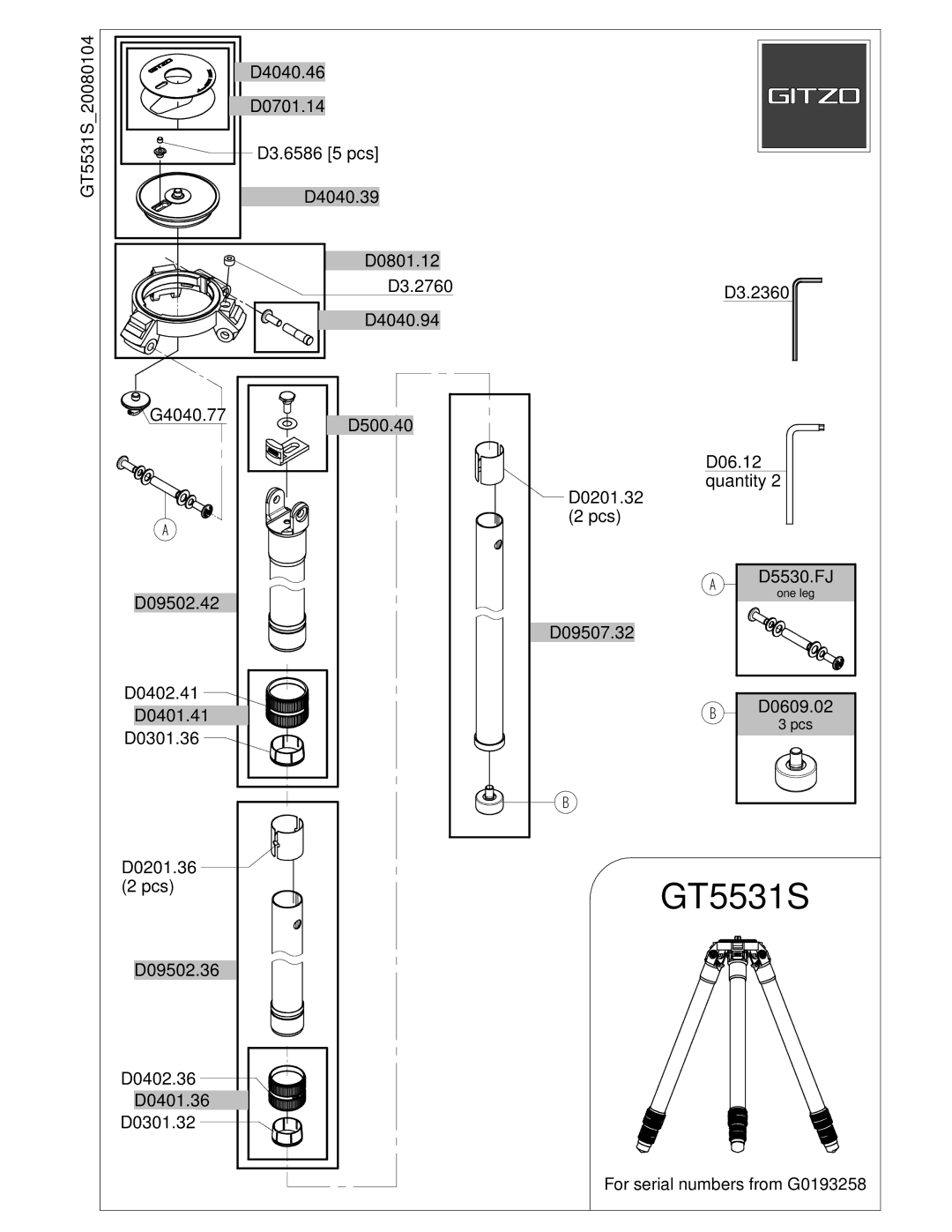 Gitzo GT5531S manual 