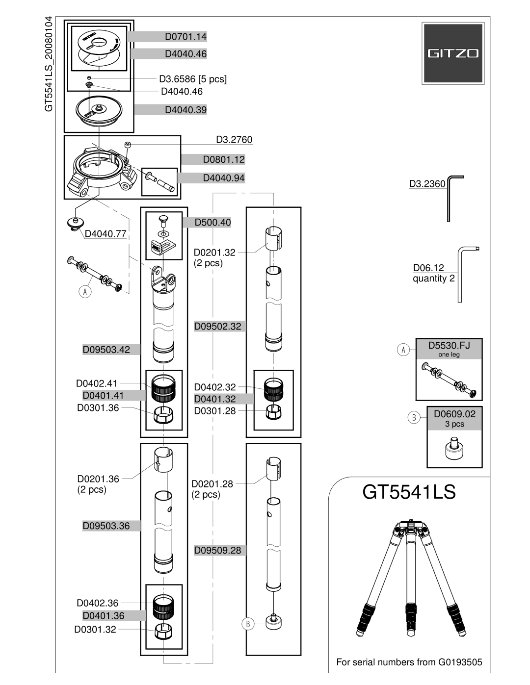 Gitzo GT5541LS manual 