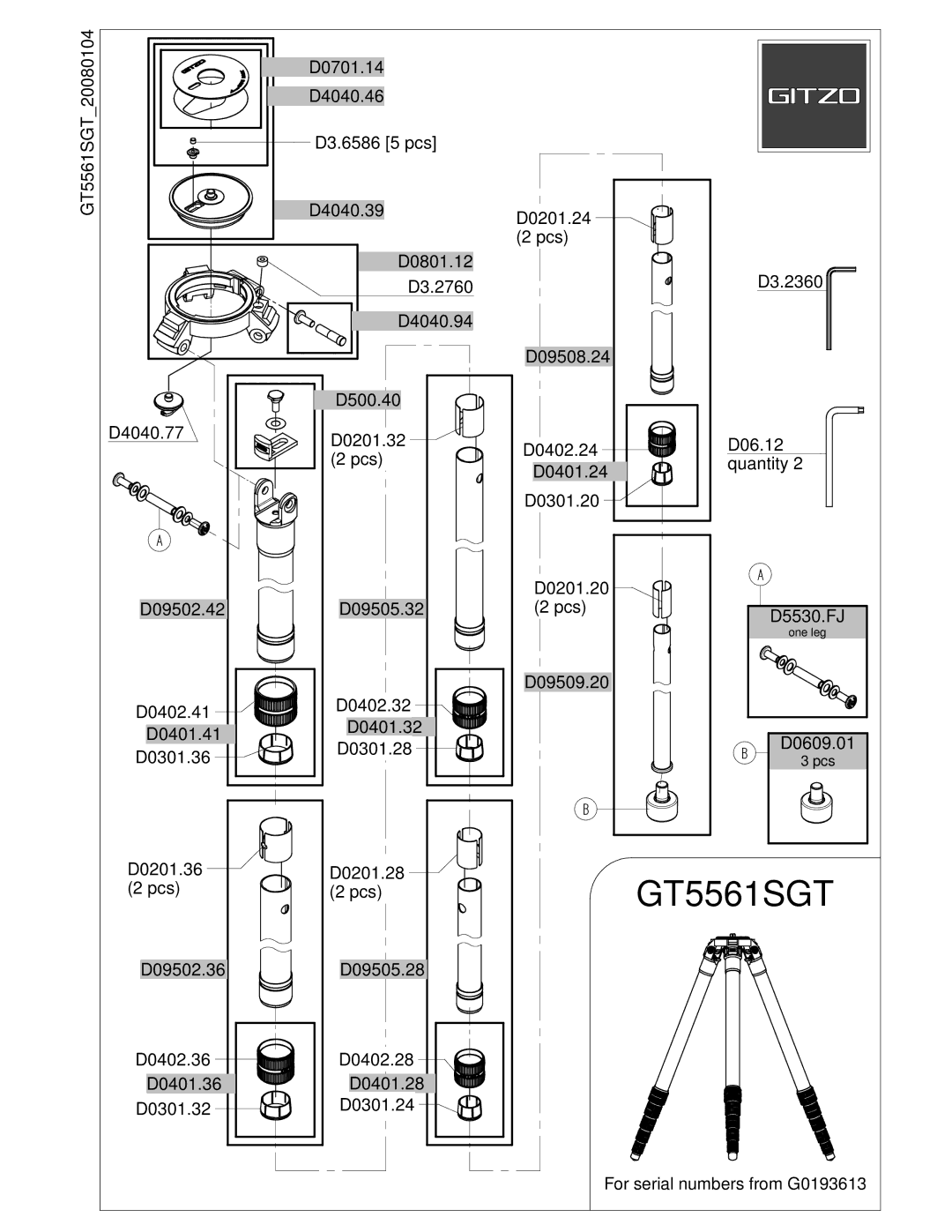 Gitzo GT5561SGT manual 