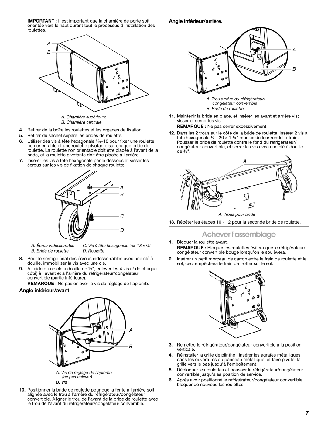 Gladiator Garageworks 2253210A Achever l’assemblage, Angle inférieur/avant, Angle inférieur/arrière 