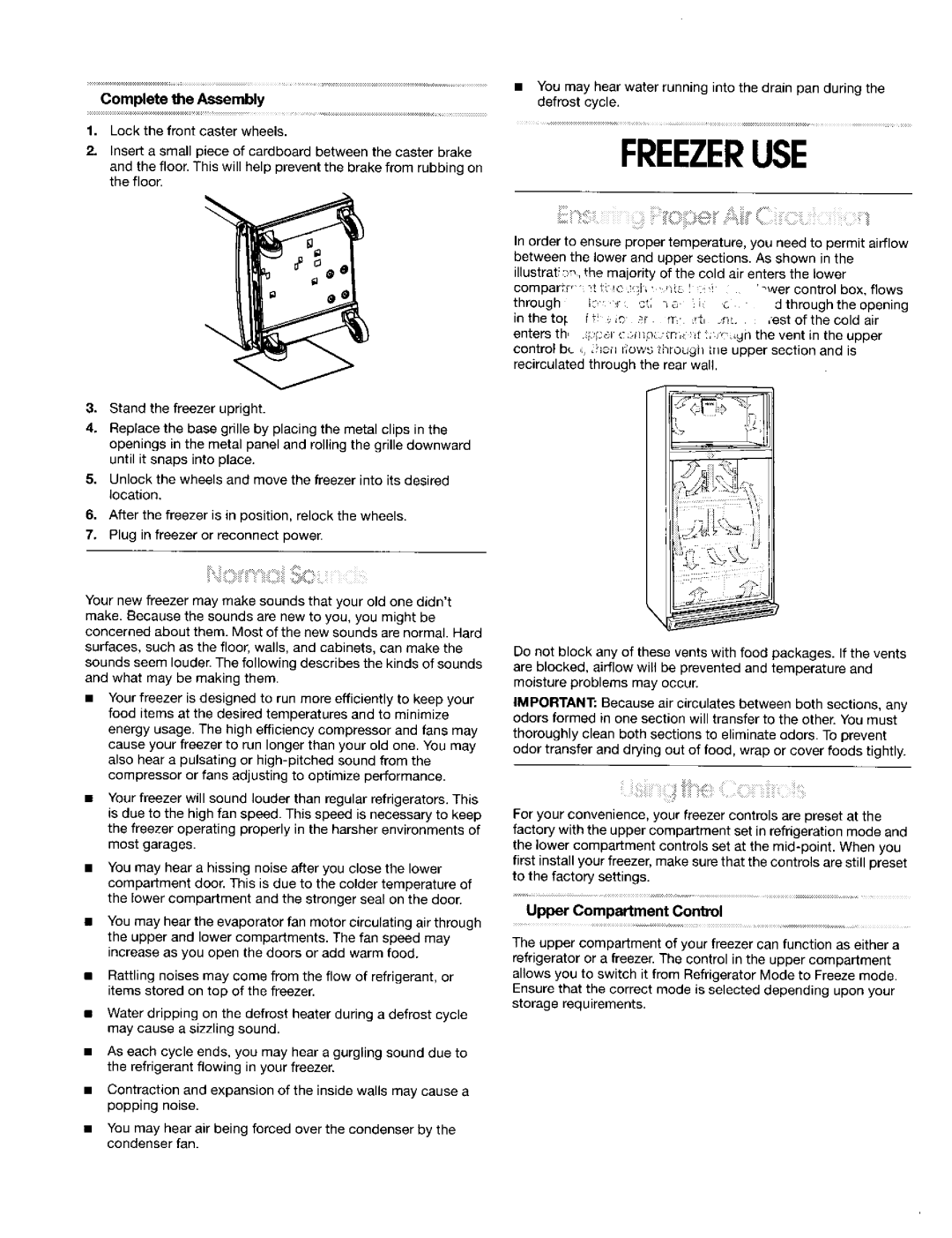 Gladiator Garageworks manual Freezeruse, Complete the Assembly, Upper Compartment Control 