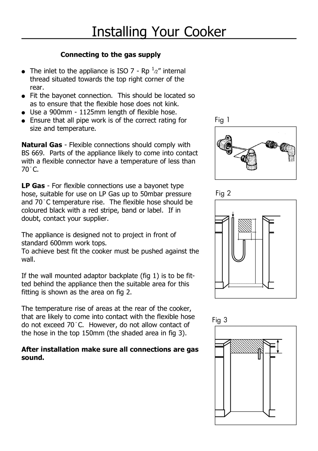 Glen Dimplex Home Appliances Ltd 100, 110 GT manual Connecting to the gas supply 