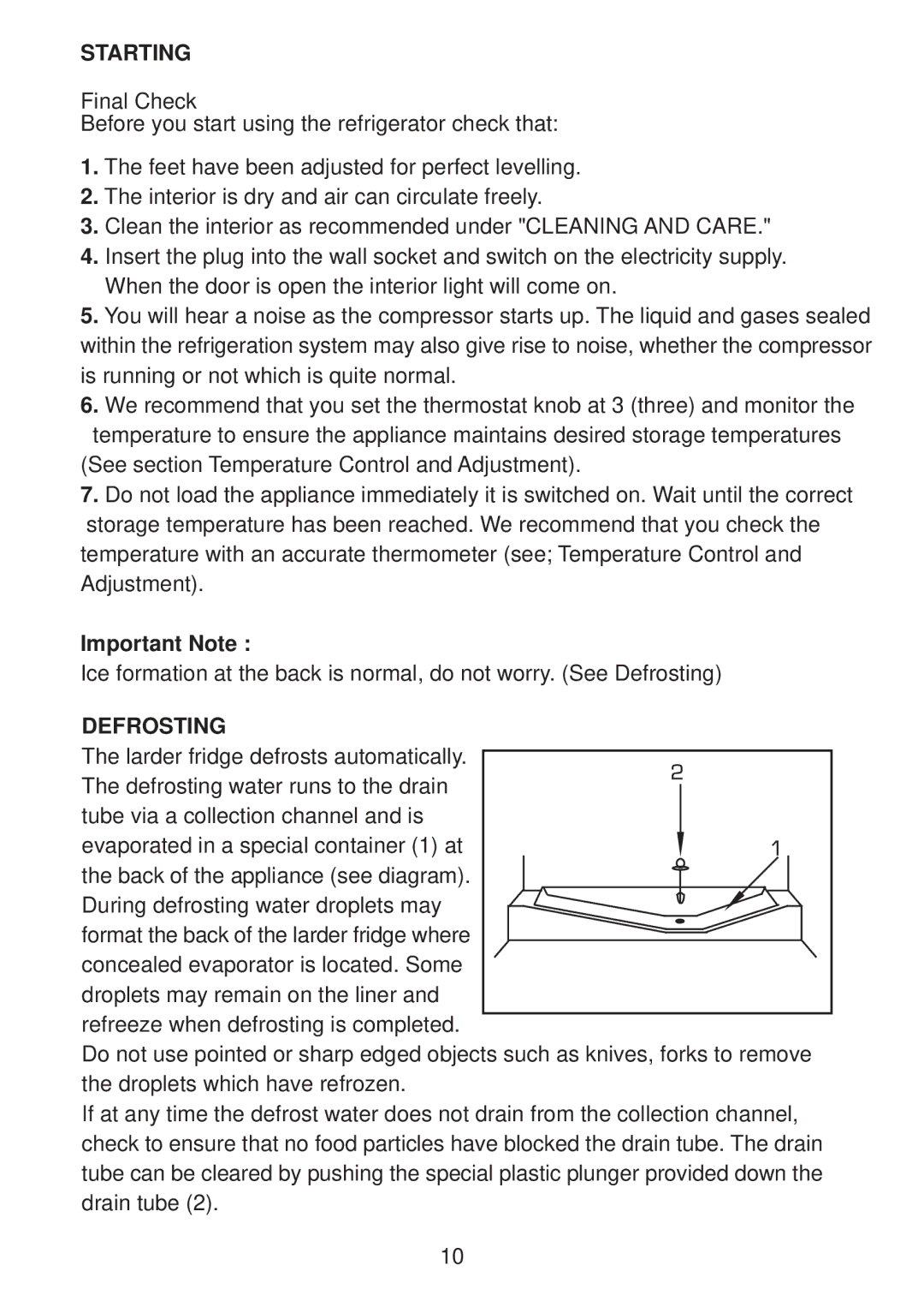 Glen Dimplex Home Appliances Ltd BE813 manual Starting, Defrosting 