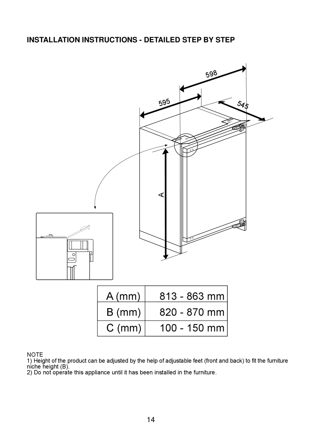 Glen Dimplex Home Appliances Ltd BE813 manual 100 150 mm, Installation Instructions Detailed Step by Step 