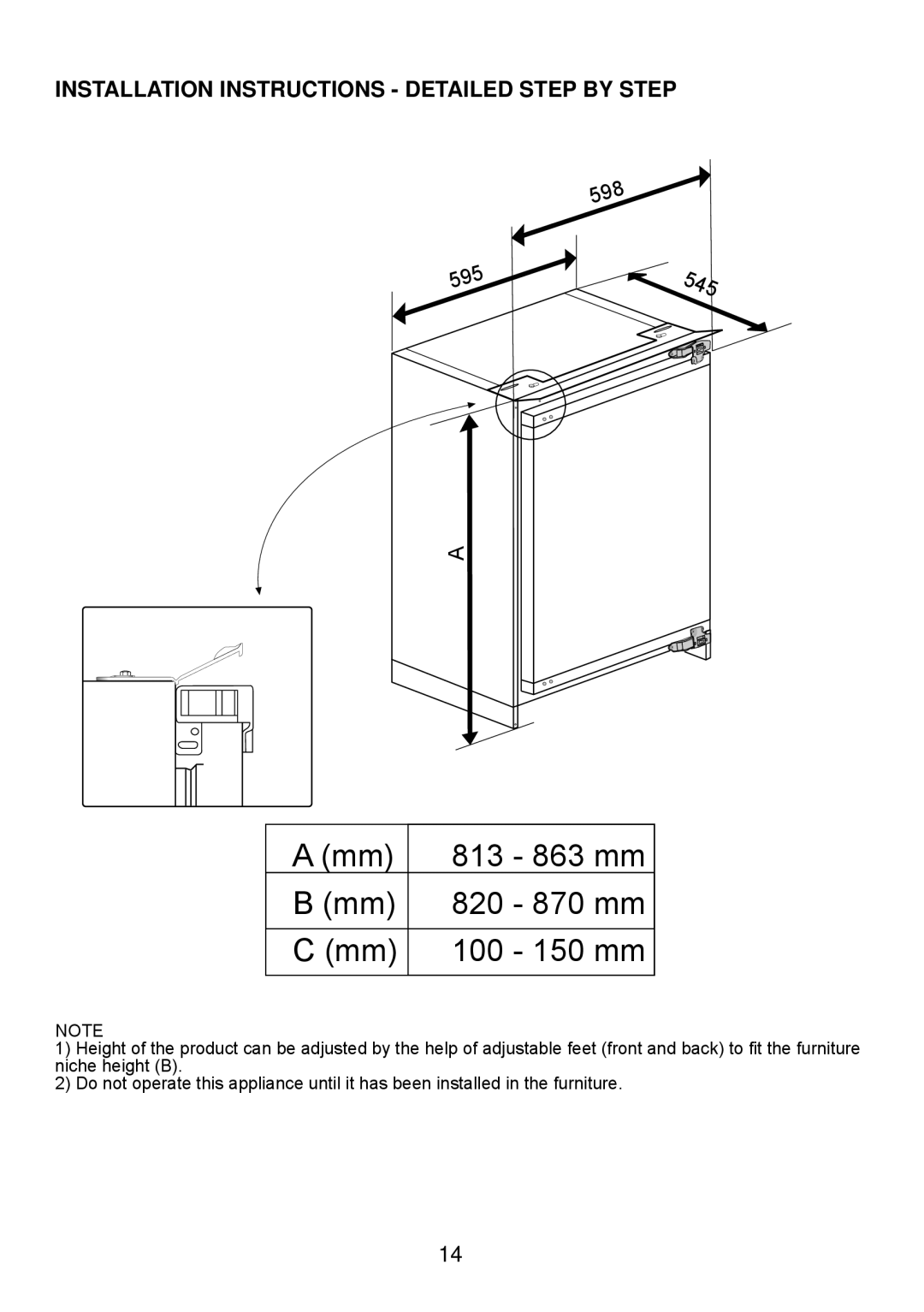 Glen Dimplex Home Appliances Ltd BE814 manual 100 150 mm, Installation Instructions Detailed Step by Step 