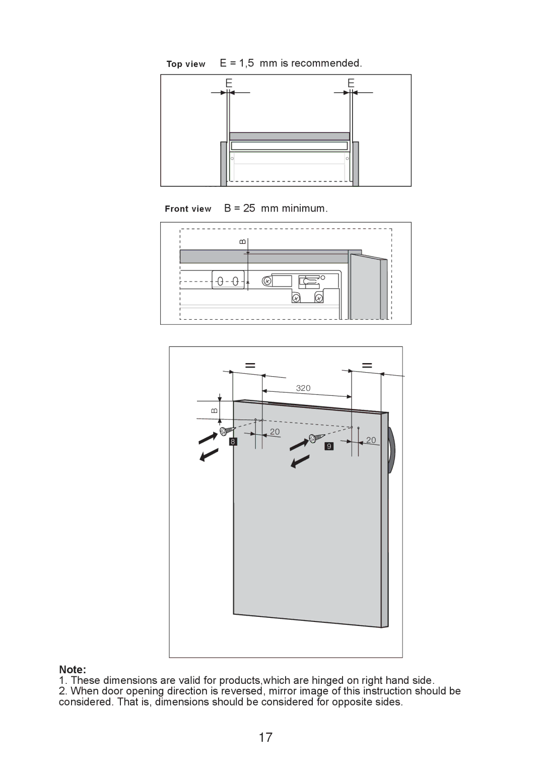 Glen Dimplex Home Appliances Ltd BE814 manual = 25 mm minimum 