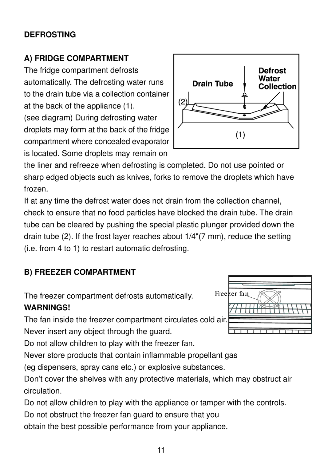 Glen Dimplex Home Appliances Ltd BE817 manual Defrosting Fridge Compartment, Freezer Compartment 