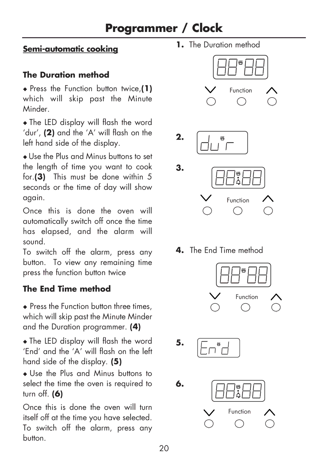 Glen Dimplex Home Appliances Ltd BI 70 G manual Semi-automatic cooking Duration method, End Time method 