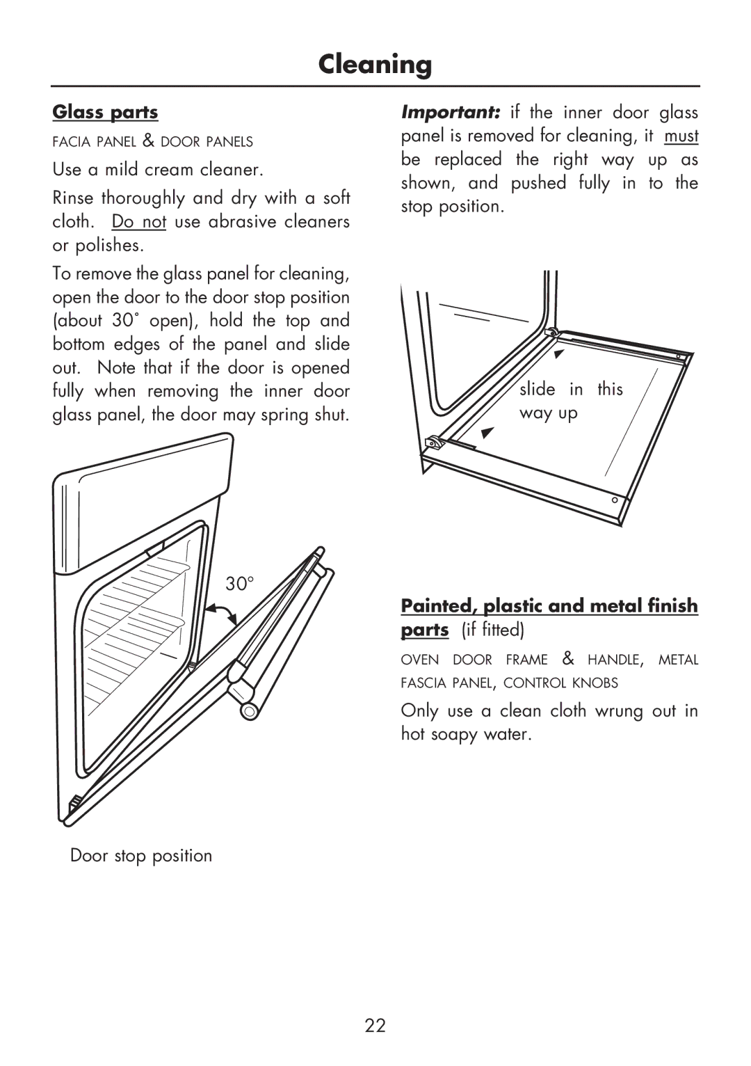 Glen Dimplex Home Appliances Ltd BI 70 G manual Glass parts, Painted, plastic and metal finish parts if fitted 