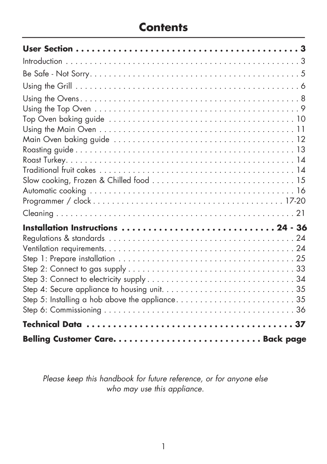 Glen Dimplex Home Appliances Ltd BI 70 G manual Contents 