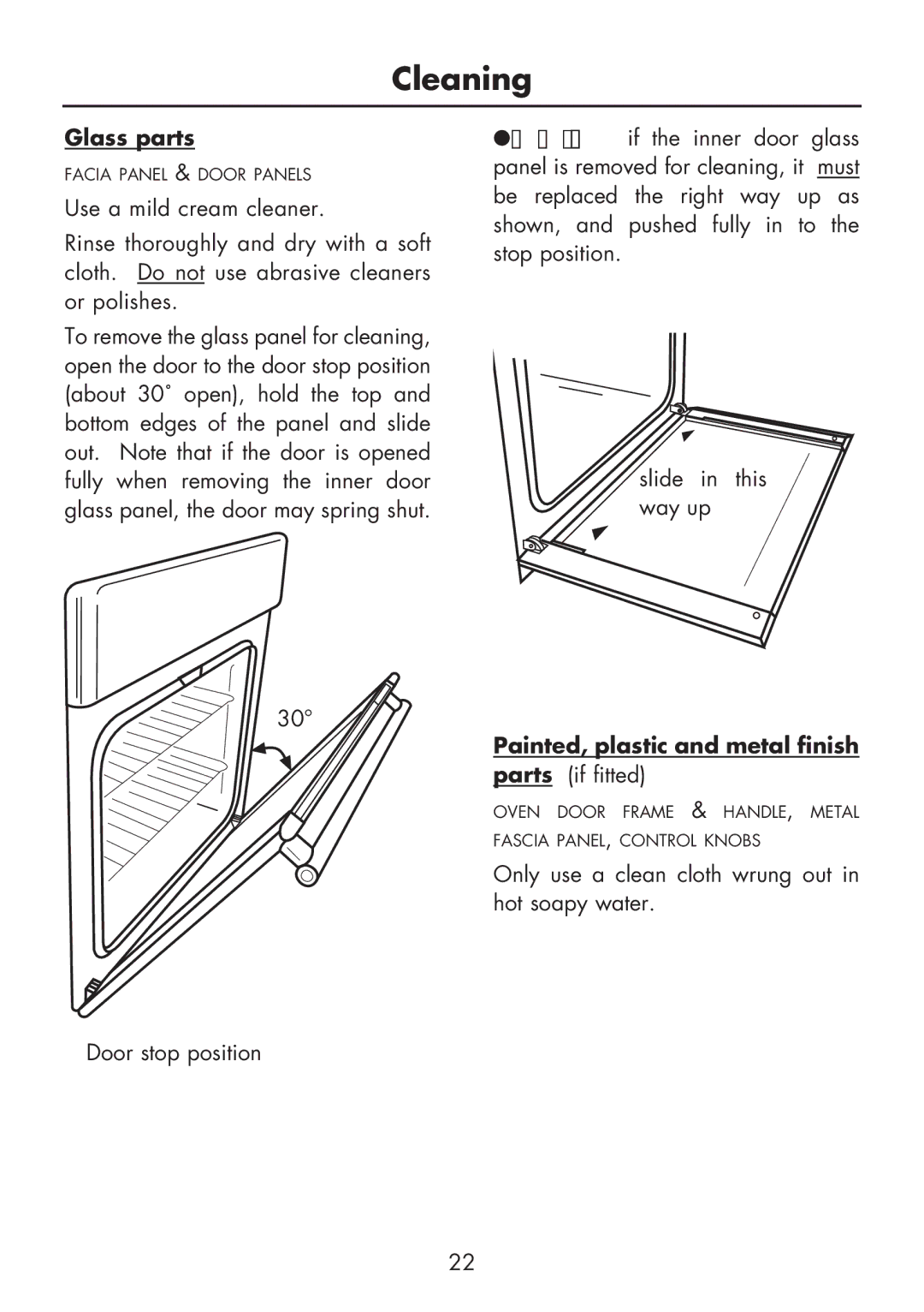 Glen Dimplex Home Appliances Ltd BI 90 G manual Glass parts, Painted, plastic and metal finish parts if fitted 