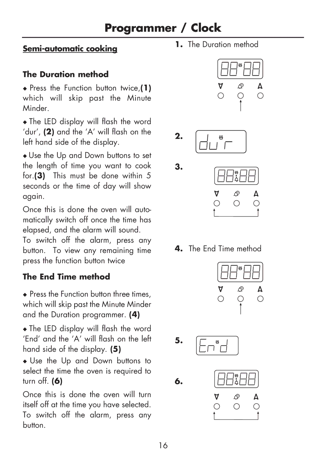 Glen Dimplex Home Appliances Ltd BI 90 MF manual Semi-automatic cooking Duration method, End Time method 