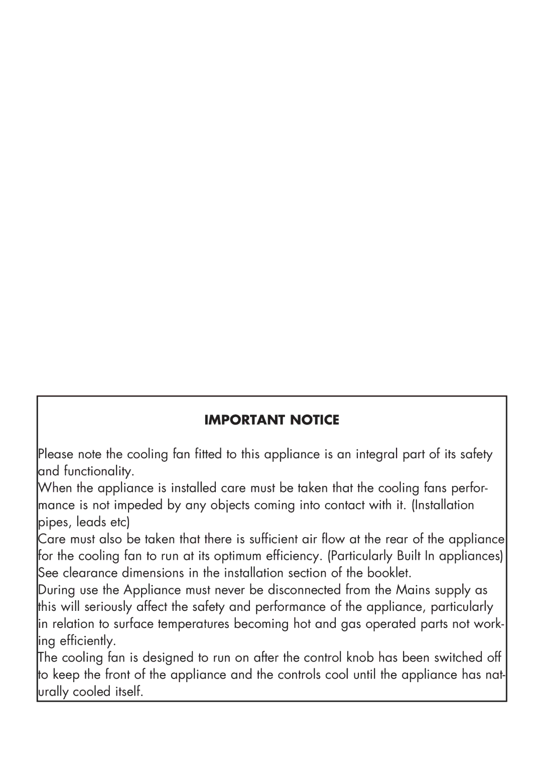 Glen Dimplex Home Appliances Ltd BI 90 MF manual Important Notice 