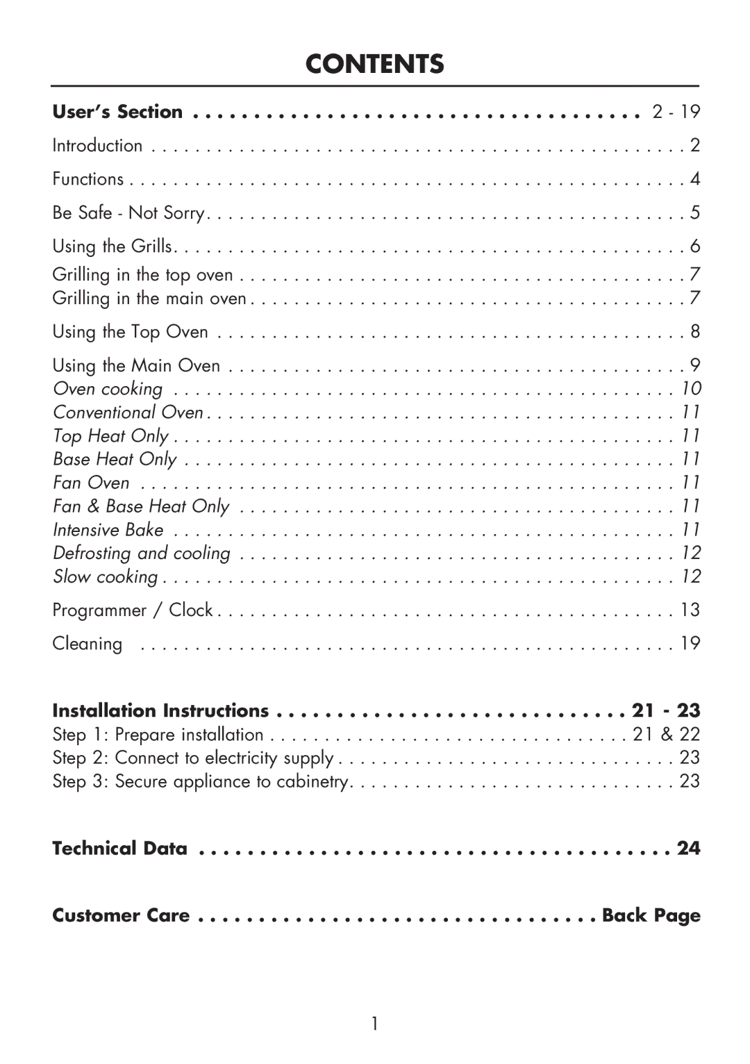 Glen Dimplex Home Appliances Ltd BI 90 MF manual Contents 