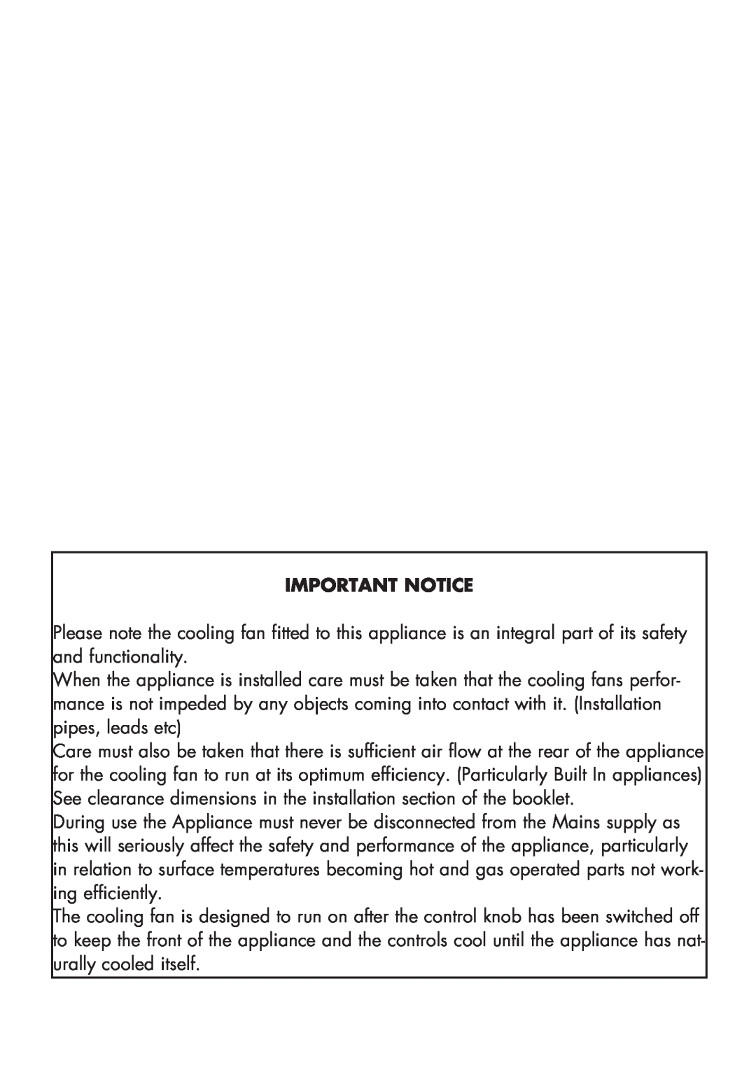 Glen Dimplex Home Appliances Ltd BI 90 MF manual Important Notice 
