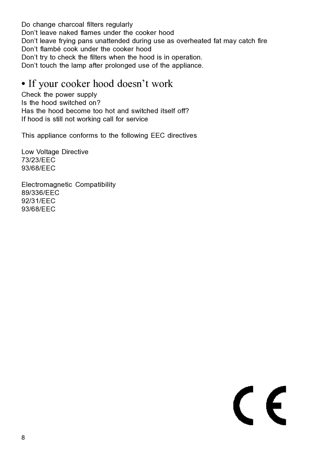 Glen Dimplex Home Appliances Ltd DIH900 manual If your cooker hood doesn’t work 