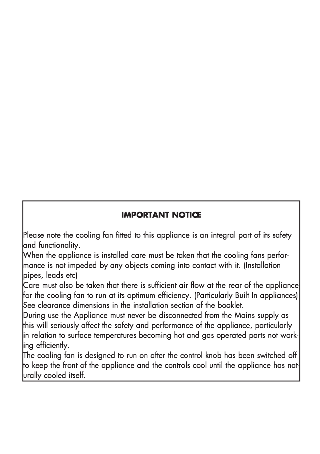 Glen Dimplex Home Appliances Ltd FSE 60 DOP manual Important Notice 