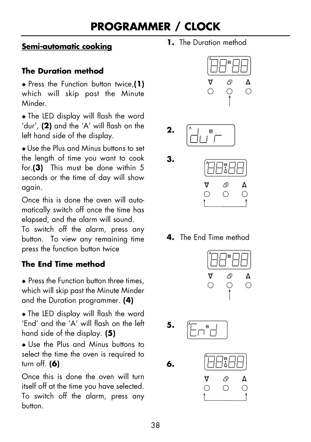 Glen Dimplex Home Appliances Ltd FSE 60 I manual Semi-automatic cooking Duration method, End Time method 