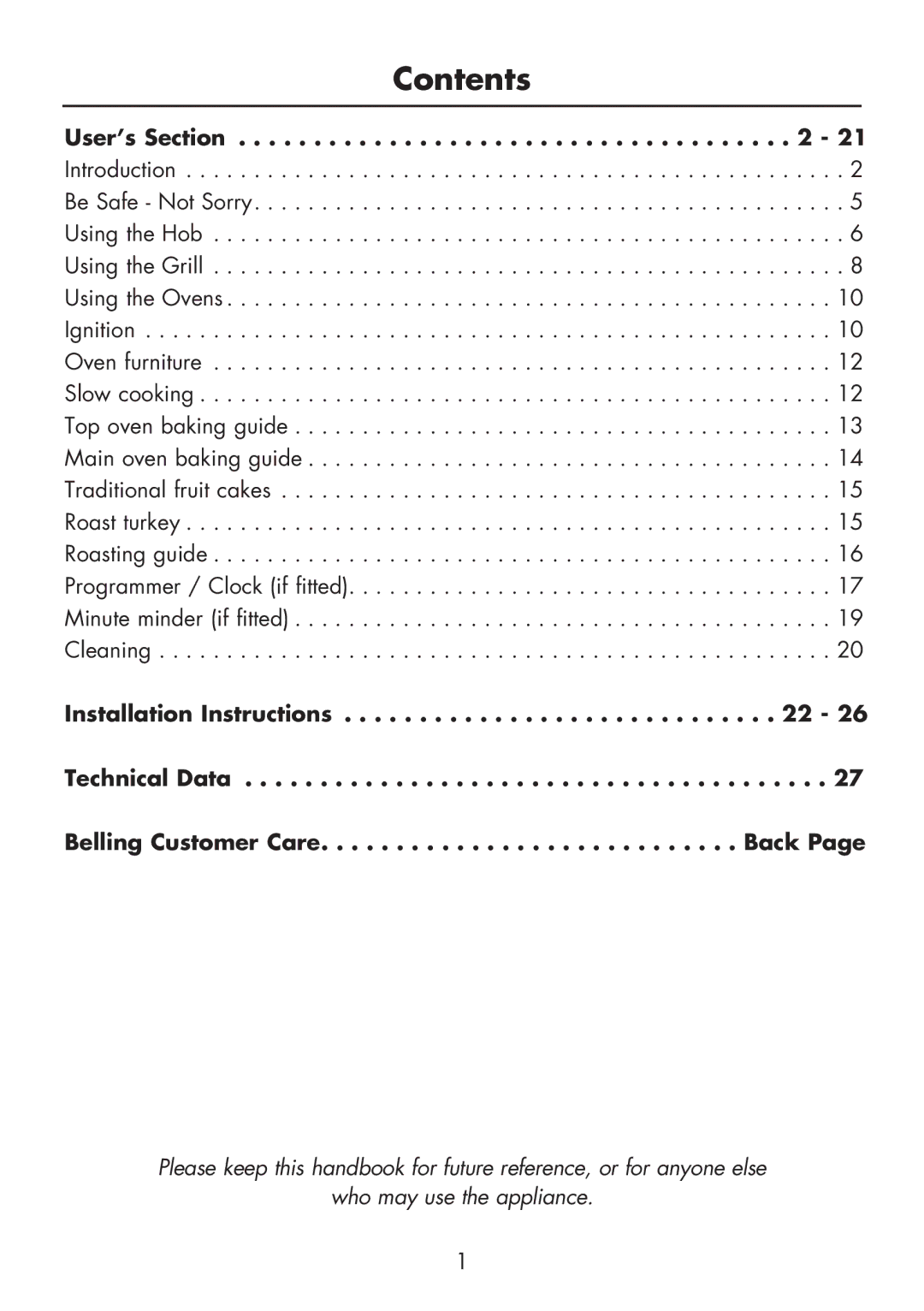 Glen Dimplex Home Appliances Ltd FSG 60 DO/DOP manual Contents 