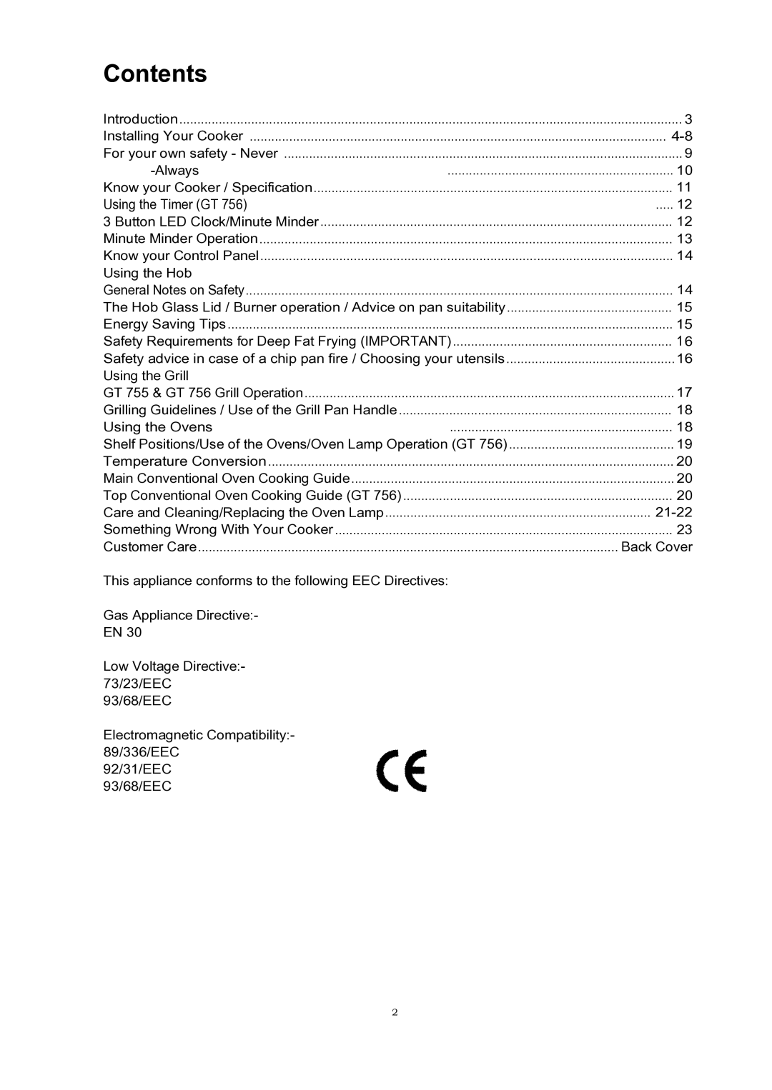 Glen Dimplex Home Appliances Ltd GT 755, GT 756 manual Contents 