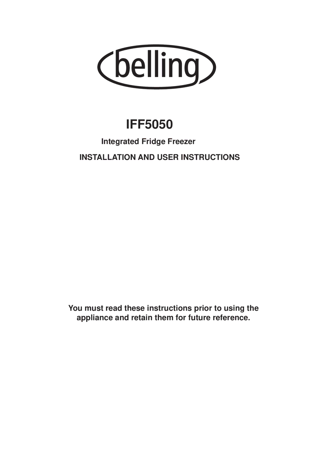 Glen Dimplex Home Appliances Ltd IFF5050 manual Installation and User Instructions 