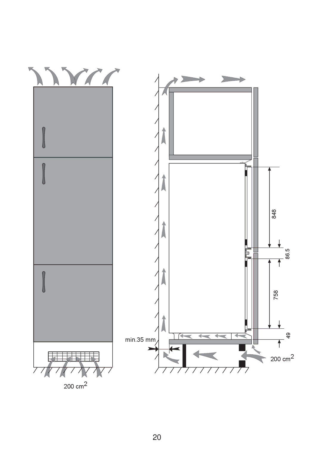 Glen Dimplex Home Appliances Ltd IFF5050 manual Min.35 mm 200 cm2 