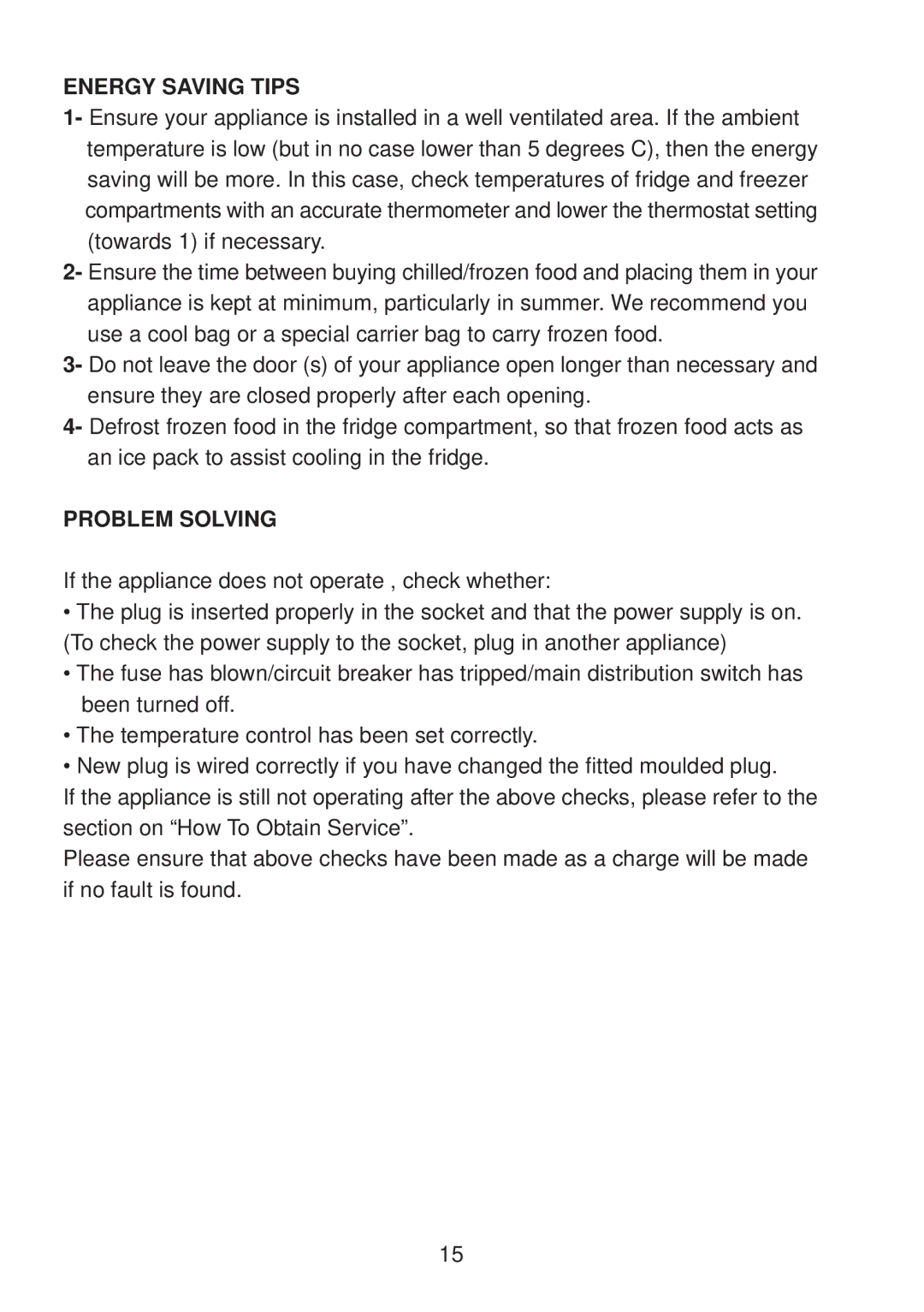 Glen Dimplex Home Appliances Ltd IFF5050FF manual Energy Saving Tips, Problem Solving 