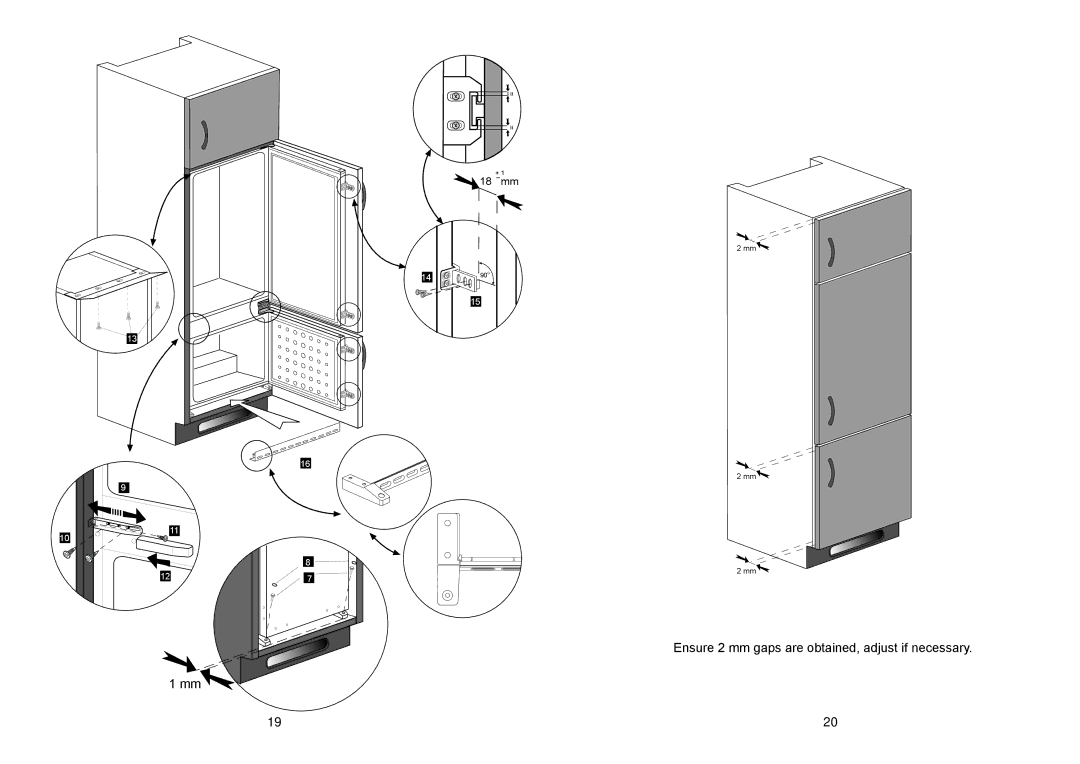 Glen Dimplex Home Appliances Ltd IFF7030 manual Ensure 2 mm gaps are obtained, adjust if necessary 