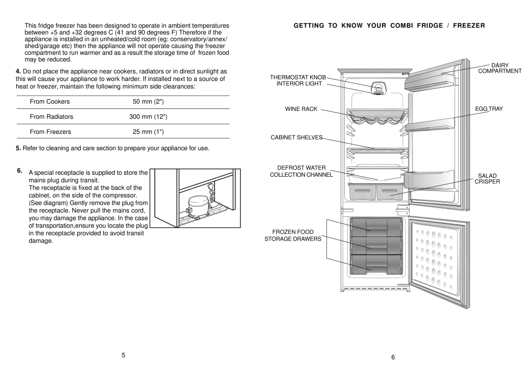 Glen Dimplex Home Appliances Ltd IFF7030 manual Getting to Know Your Combi Fridge / Freezer 