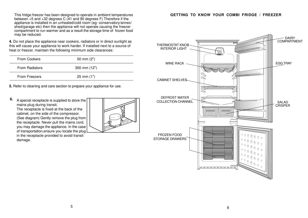 Glen Dimplex Home Appliances Ltd IFF7030 manual Getting To Know Your Combi Fridge / Freezer 