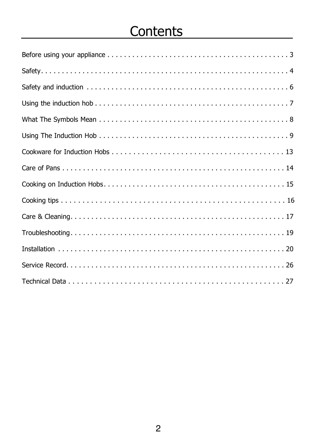 Glen Dimplex Home Appliances Ltd PBI60R installation instructions Contents 