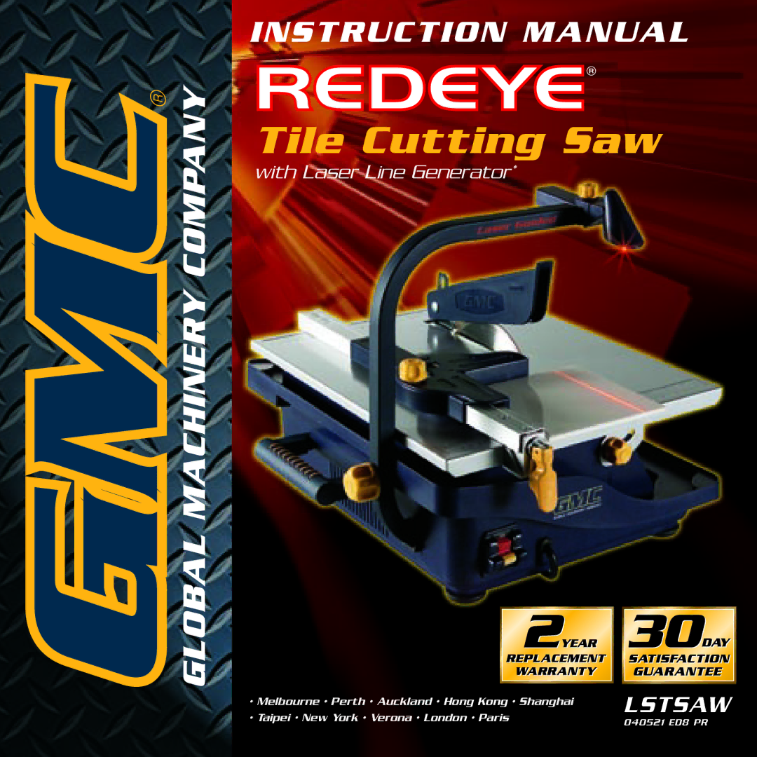 Global Machinery Company 040521 ED8 PR instruction manual Tile Cutting Saw 