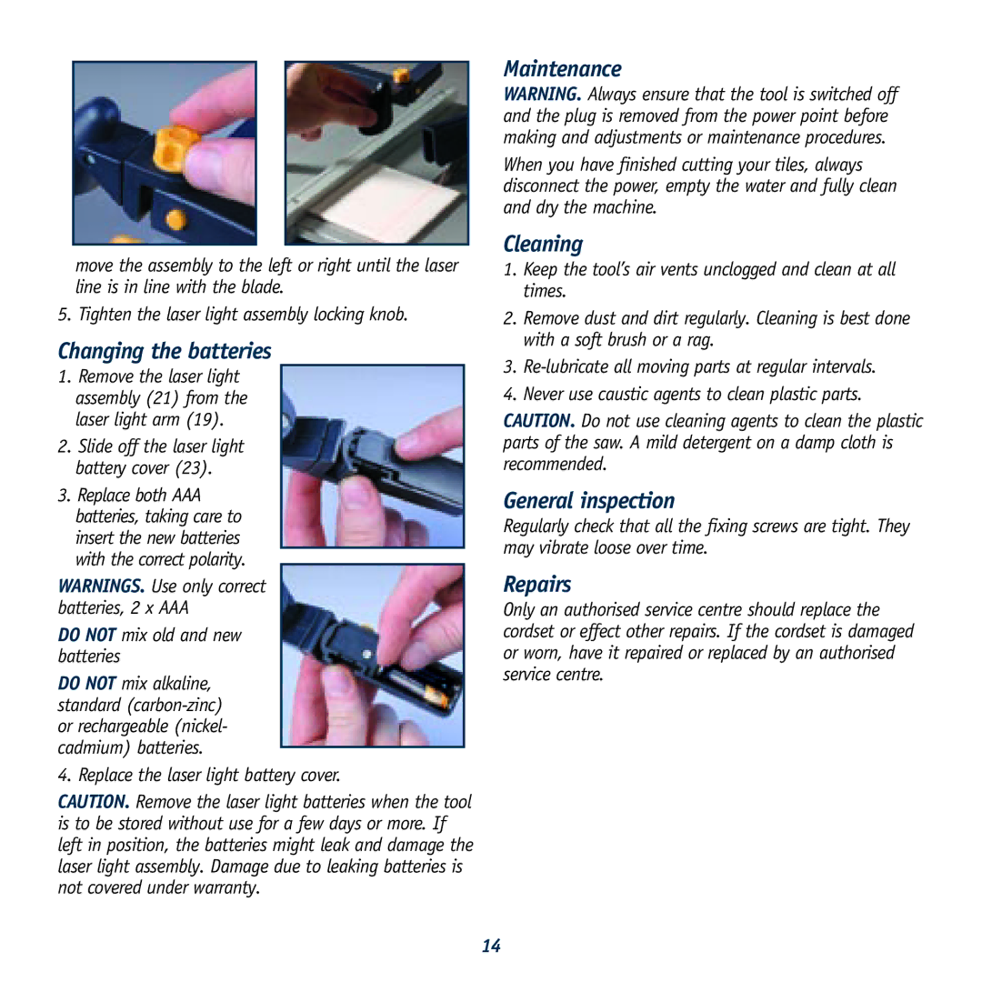 Global Machinery Company 040521 ED8 PR Changing the batteries, Maintenance, Cleaning, General inspection, Repairs 