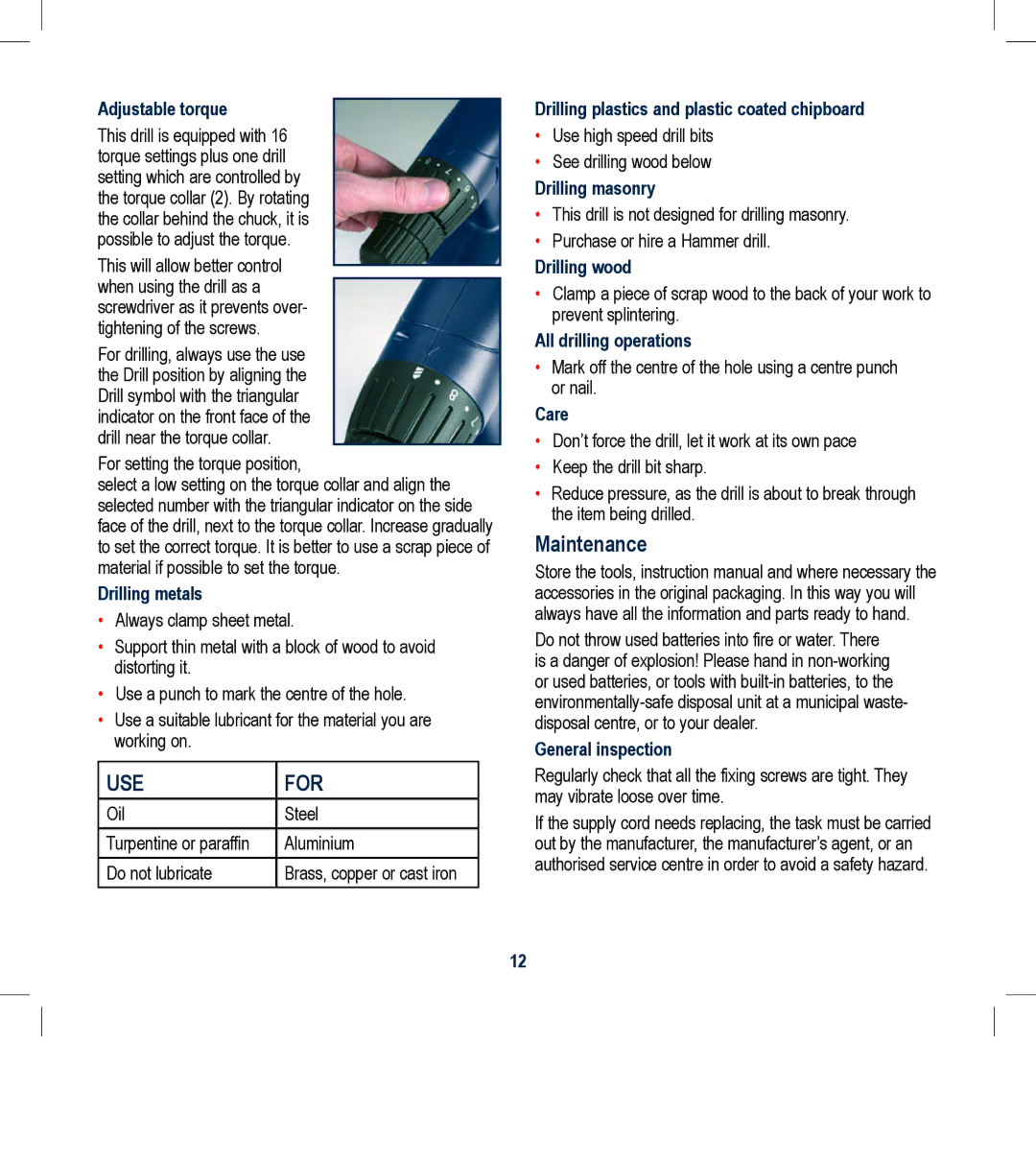 Global Machinery Company 18VDT18V instruction manual Maintenance 