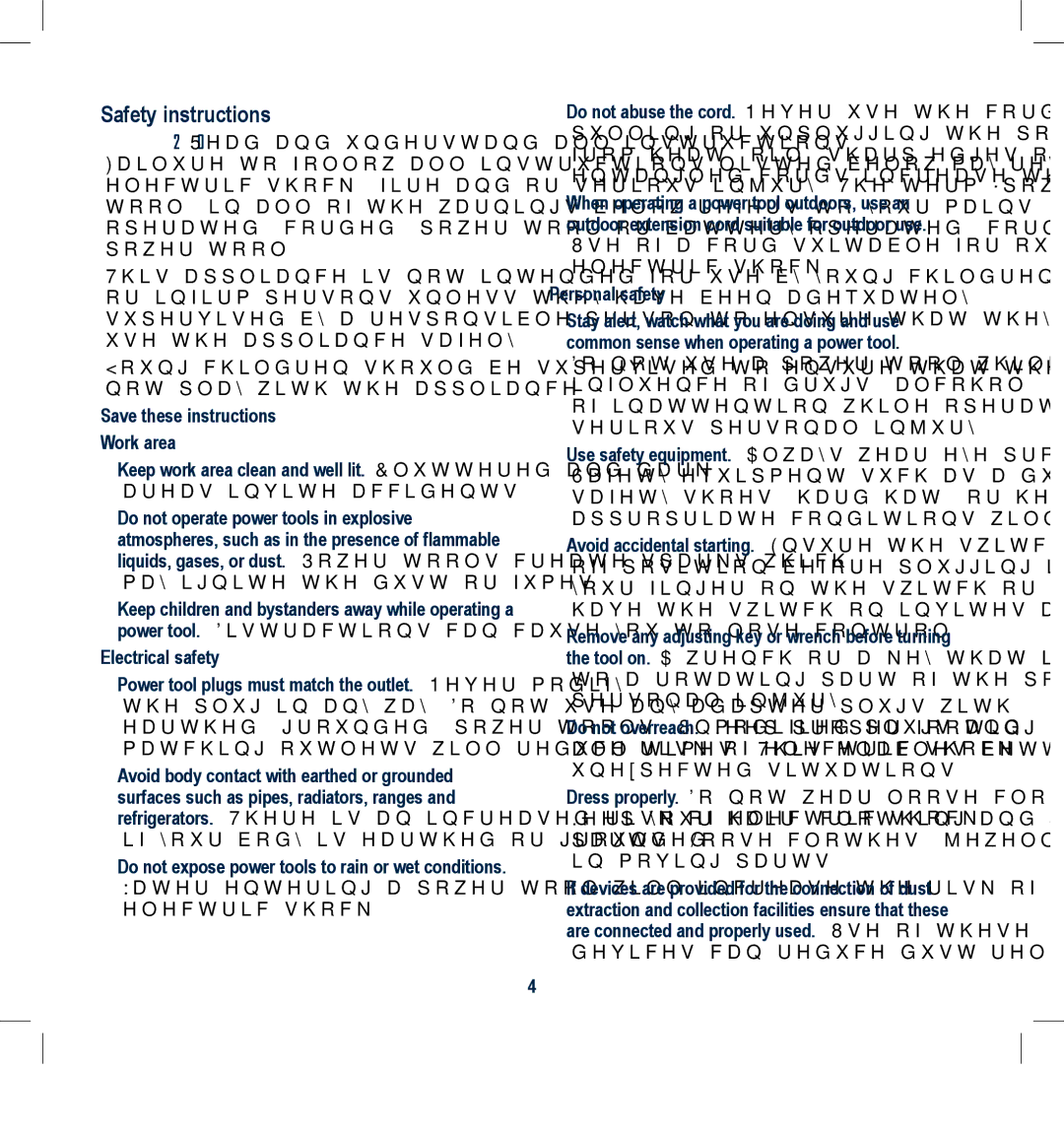 Global Machinery Company 2000W instruction manual Safety instructions, Electrical safety 