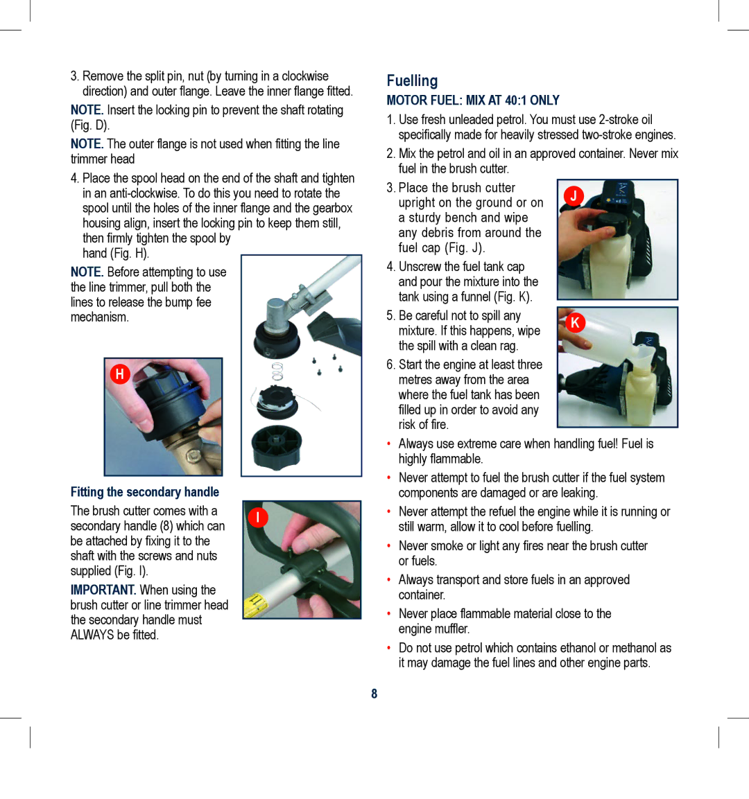 Global Machinery Company 25CC instruction manual Fuelling, Fitting the secondary handle 