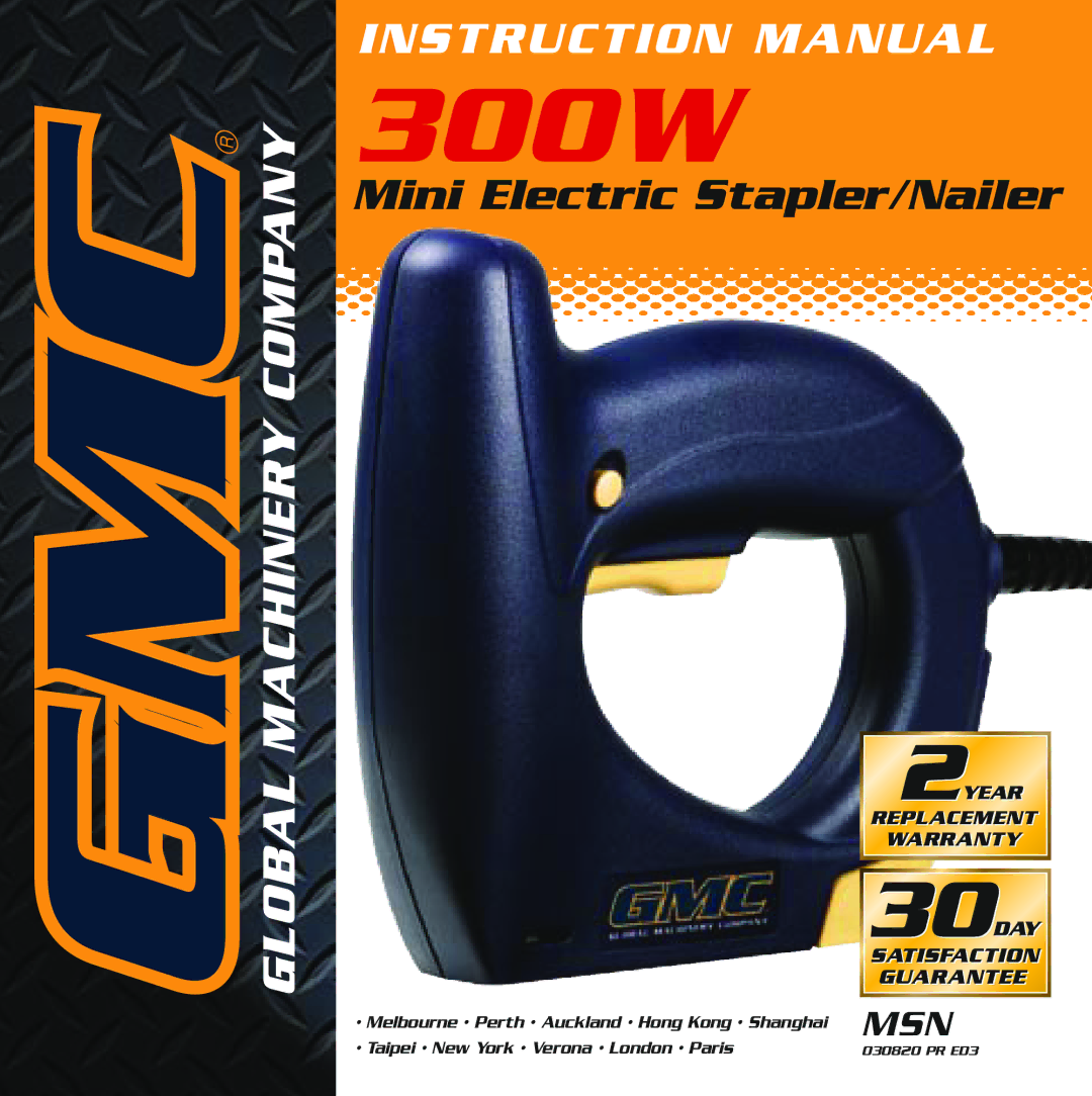 Global Machinery Company 300W instruction manual 