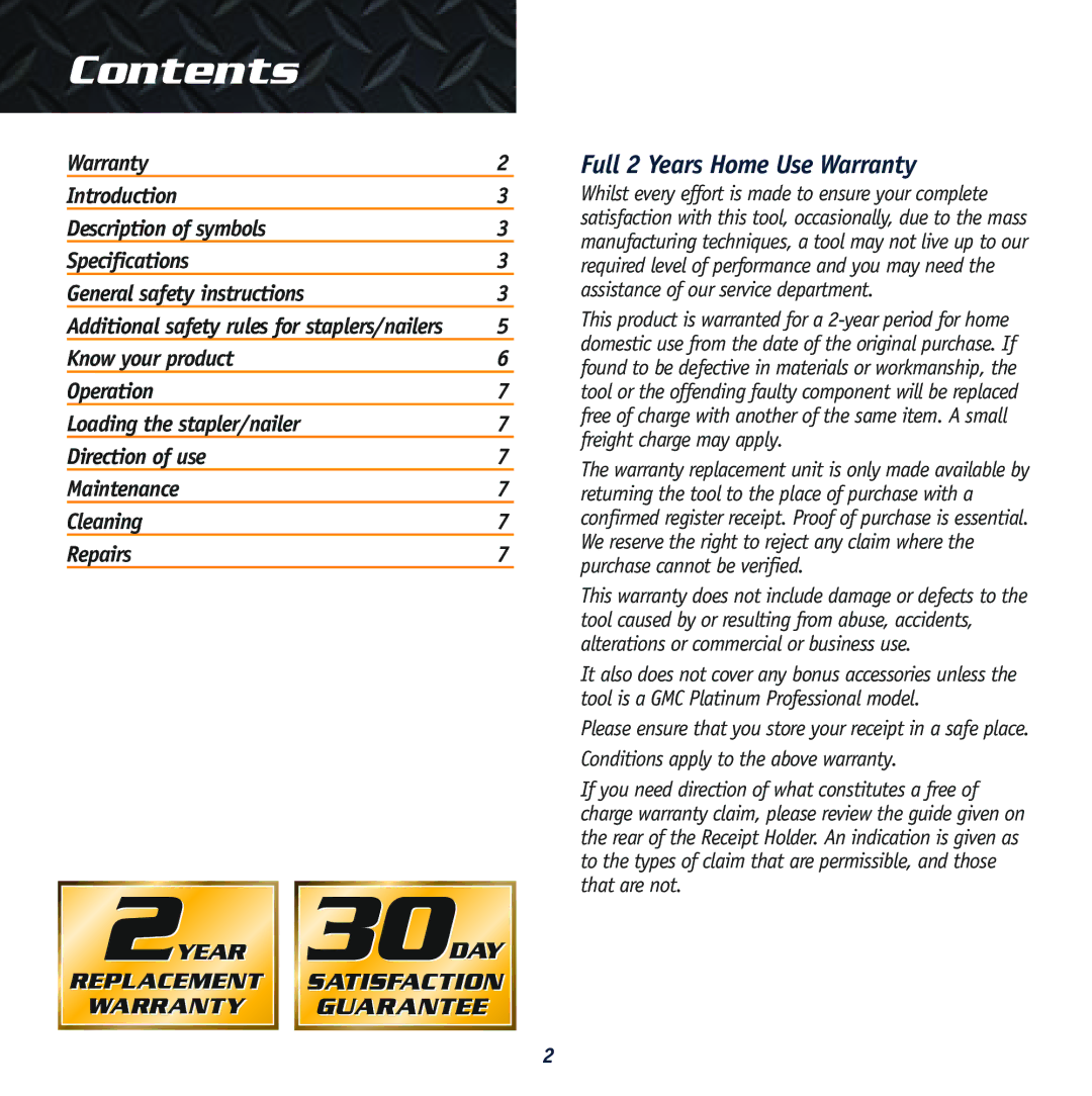 Global Machinery Company 300W instruction manual Contents 