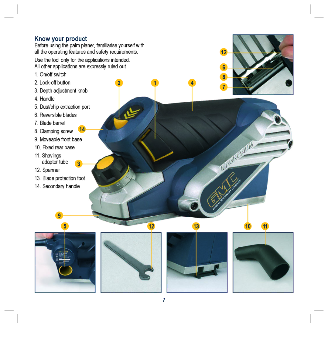 Global Machinery Company 420W instruction manual Know your product, Clamping screw 