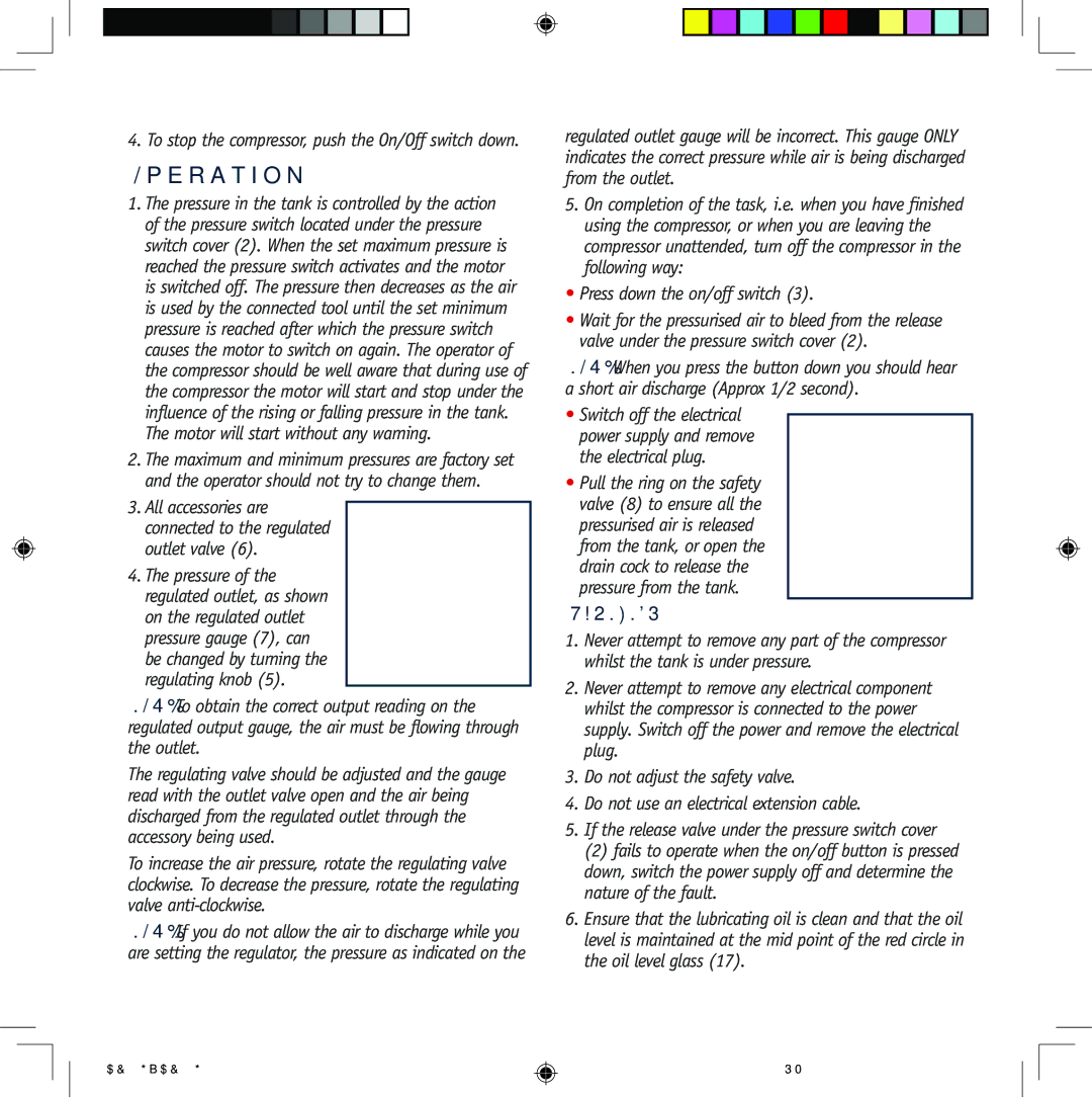 Global Machinery Company AC30G, AC40G instruction manual Operation 