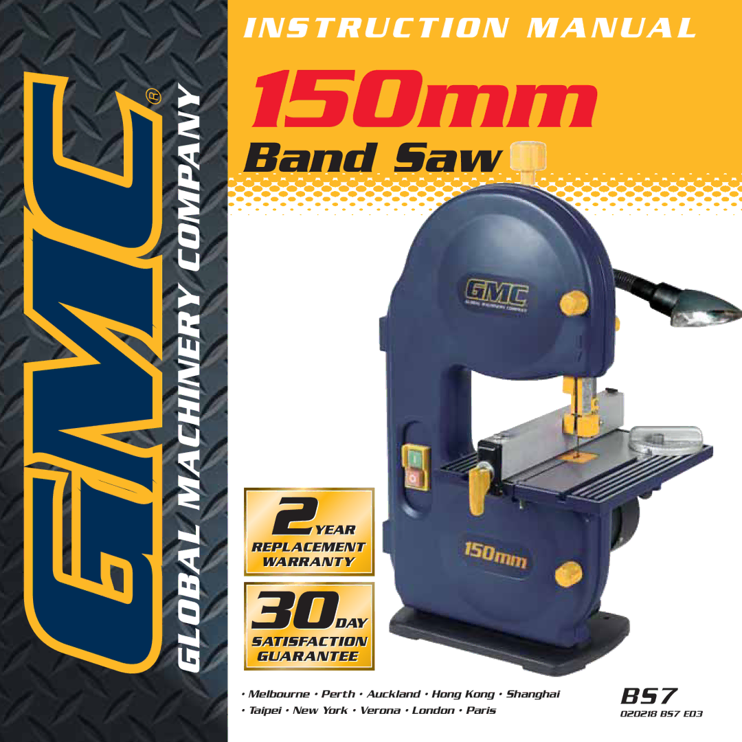 Global Machinery Company BS7 instruction manual 150mm 