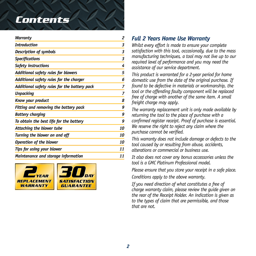 Global Machinery Company CBL18 instruction manual Contents 