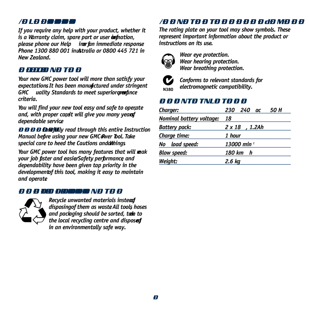 Global Machinery Company CBL18 instruction manual Dear Customer, Introduction, Environmental protection 